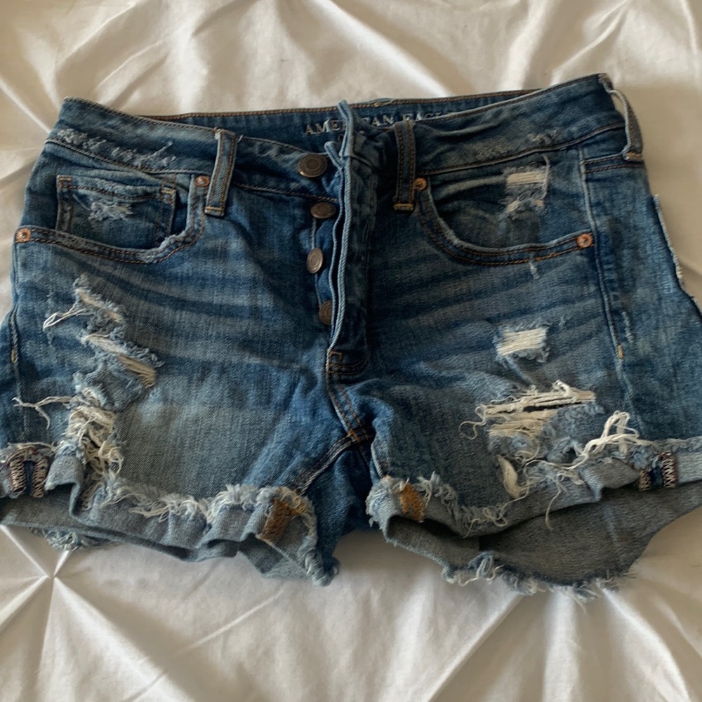High waisted, Distressed Jean shorts